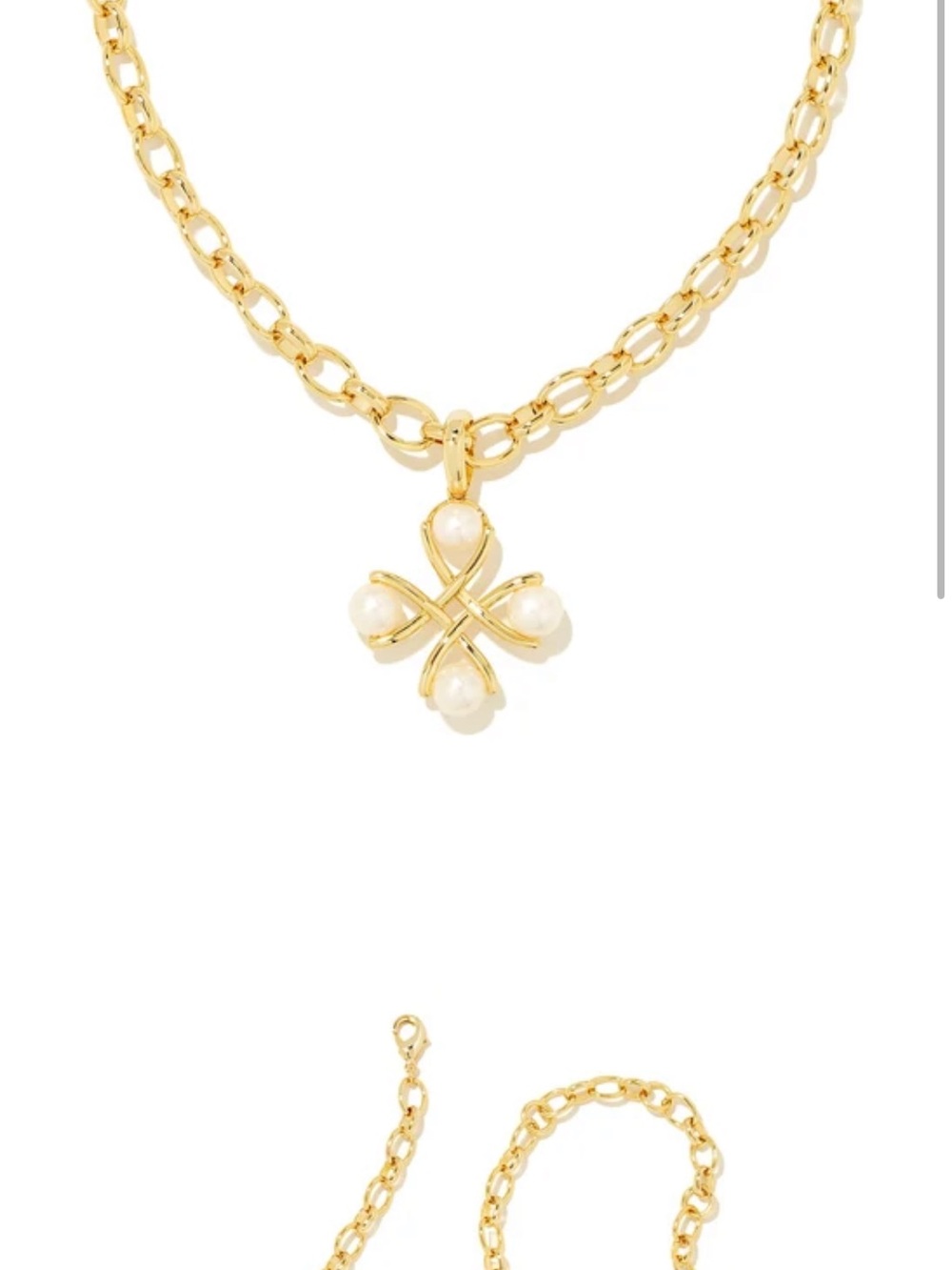 Kendra Scott Gold Clover Pendant Necklace with Pearls